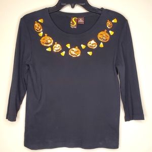 Spartelle Black Pumpkin Shirt Size Medium Petite